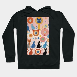 Hilma af Klint's Feline Dreamscape: Abstract Whimsy Hoodie